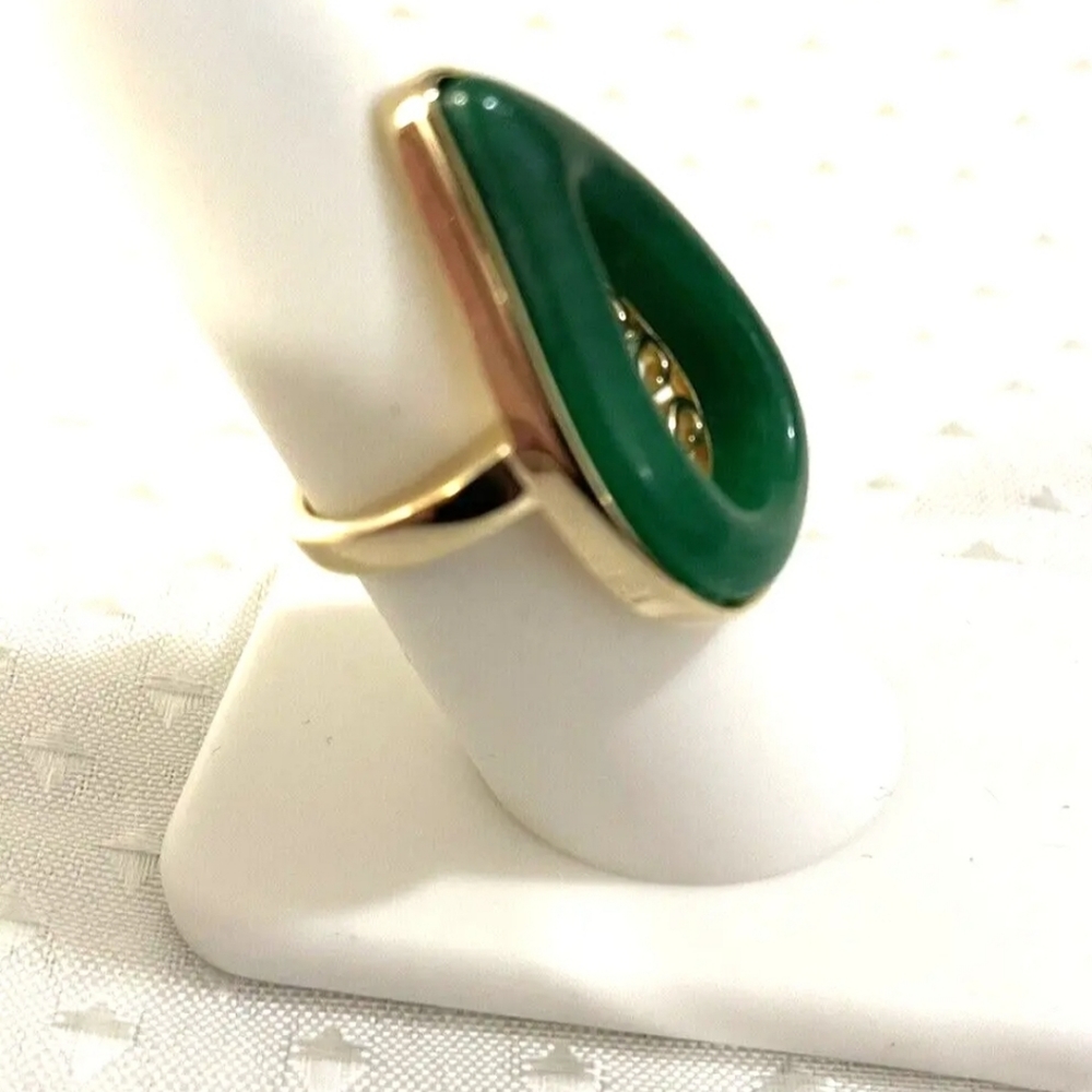 Genuine Jade Ring in 18k Gold over Sterling Silver Ring Size 7! 💍 - Picture 5 of 7